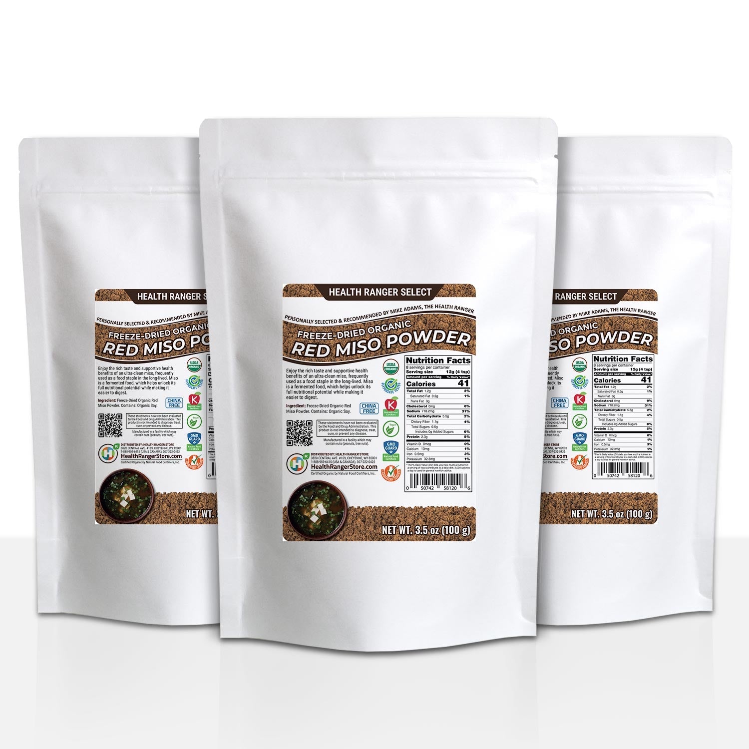 Freeze Dried Organic Red Miso Powder 3.5oz (100g) (3-Pack)