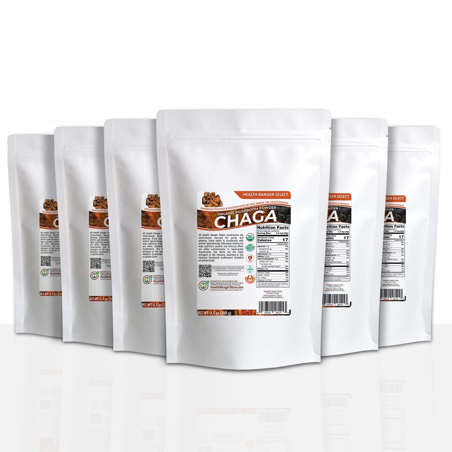 Organic Chaga Mushroom Powder 100g (6-Pack)