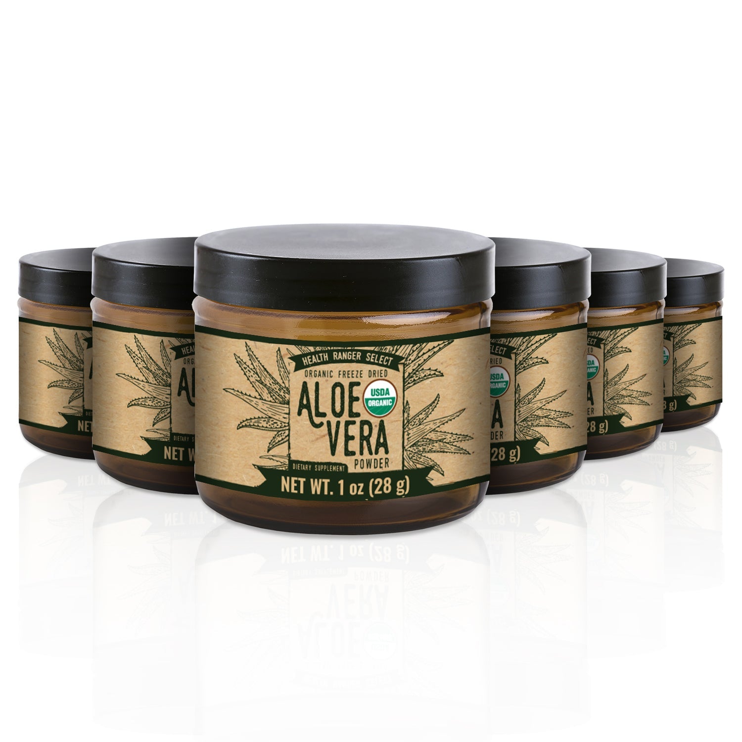 Organic Freeze Dried Aloe Vera 200:1 Extract Powder 1 oz (28g) (6-Pack)