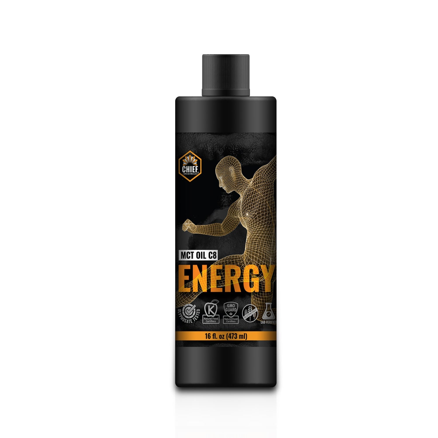 Chief Originals 100% MCT Oil (95% C8 MCT Oil) - Energy 16 fl oz (473 ml) (6-Pack)