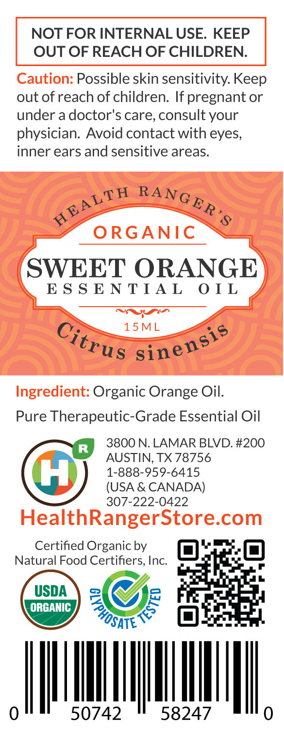 Organic Sweet Orange Essential Oil 0.5oz (15ml) (6-Pack)