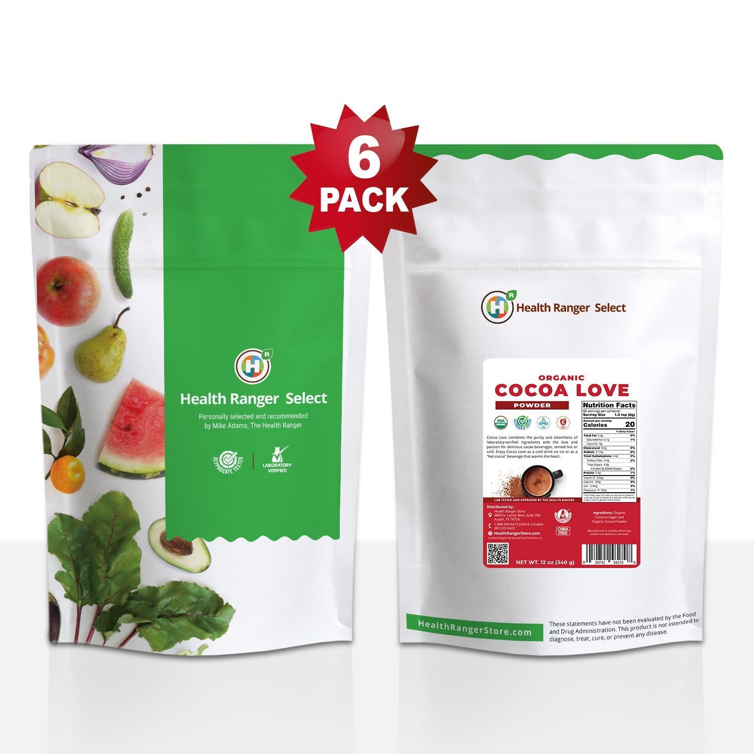 Health Ranger Select Organic Cocoa Love 12oz (6-Pack)