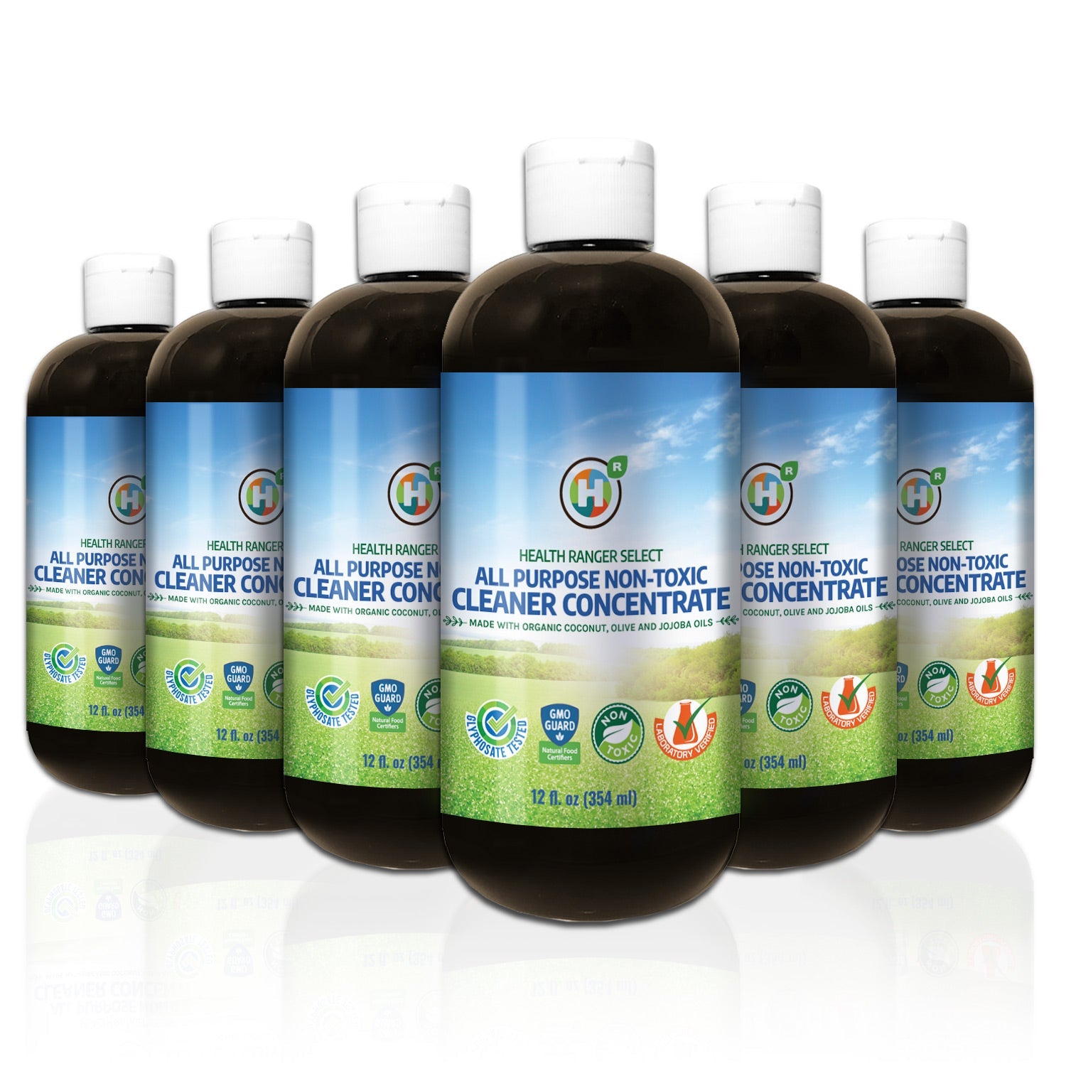 All Purpose Non-Toxic Cleaner Concentrate 12oz (354ml) (6-Pack) (Made with Organic Coconut, Olive and Jojoba Oils)