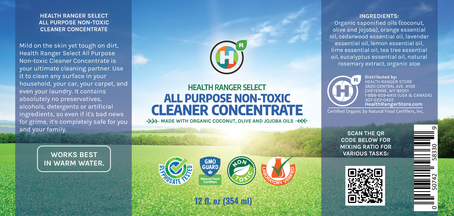 All Purpose Non-Toxic Cleaner Concentrate 12oz (354ml) (6-Pack) (Made with Organic Coconut, Olive and Jojoba Oils)