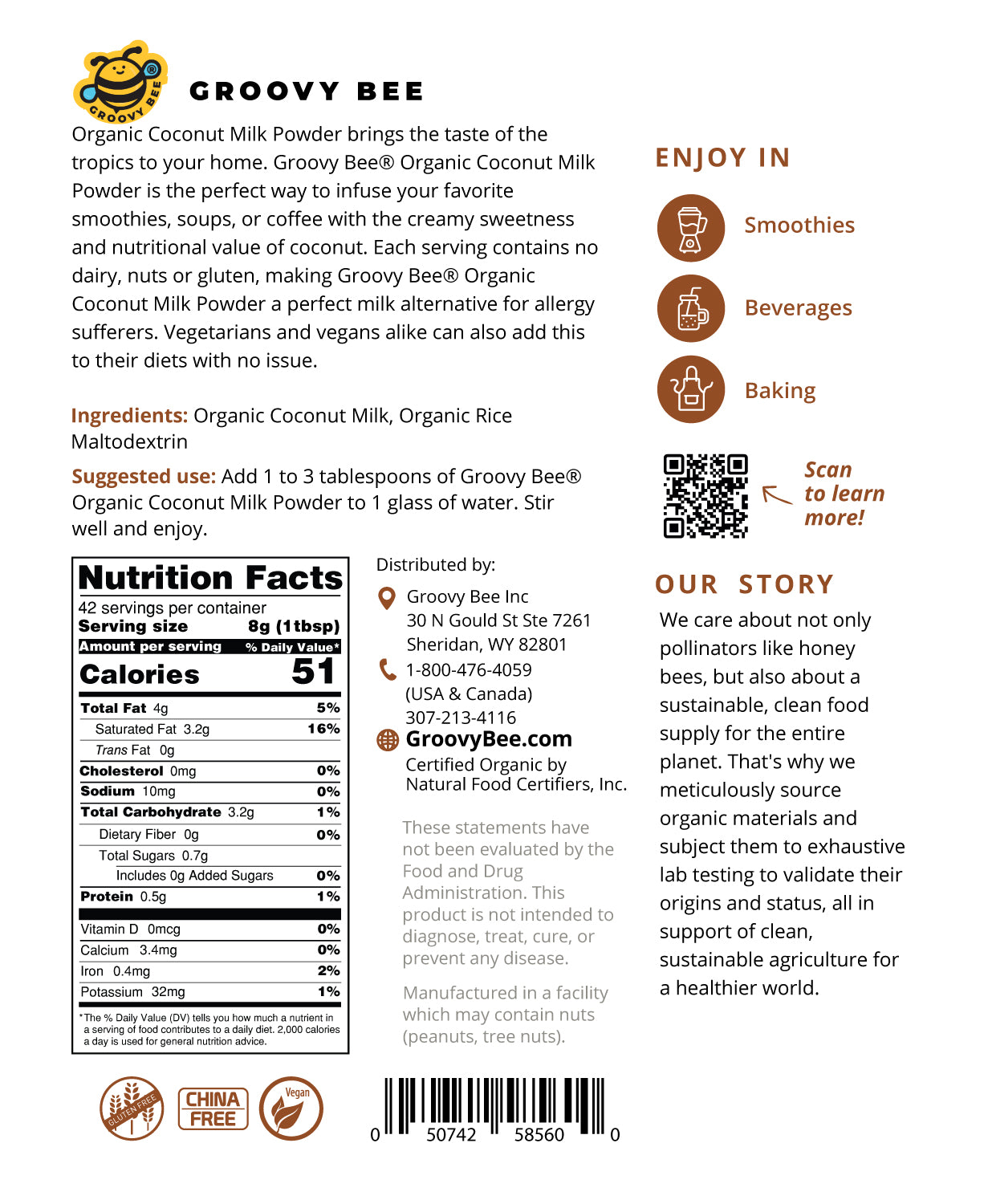 Organic Coconut Milk Powder 12oz (340g) (3-Pack)