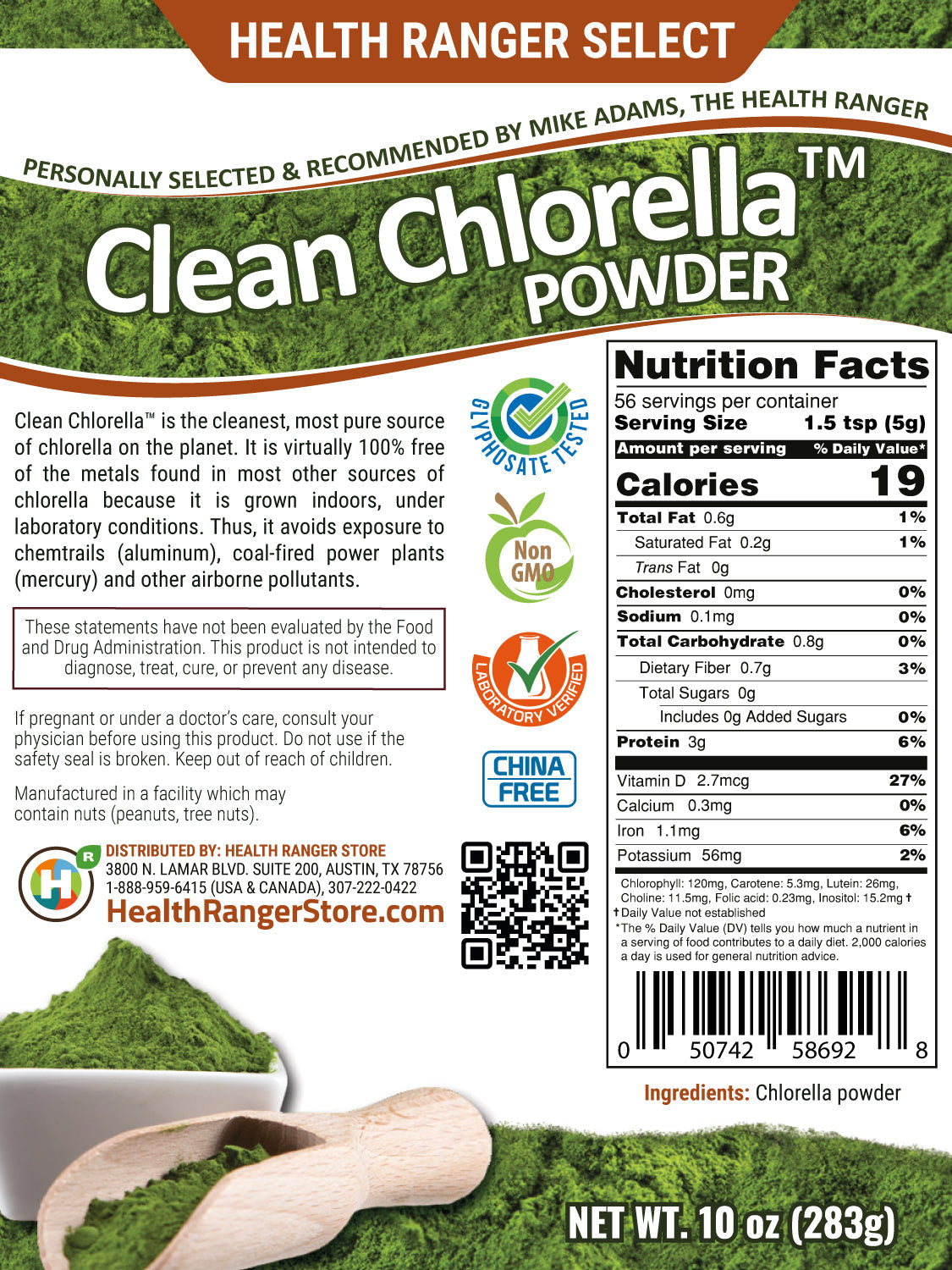 Clean Chlorella Powder 10 oz (283g) (6-Pack)