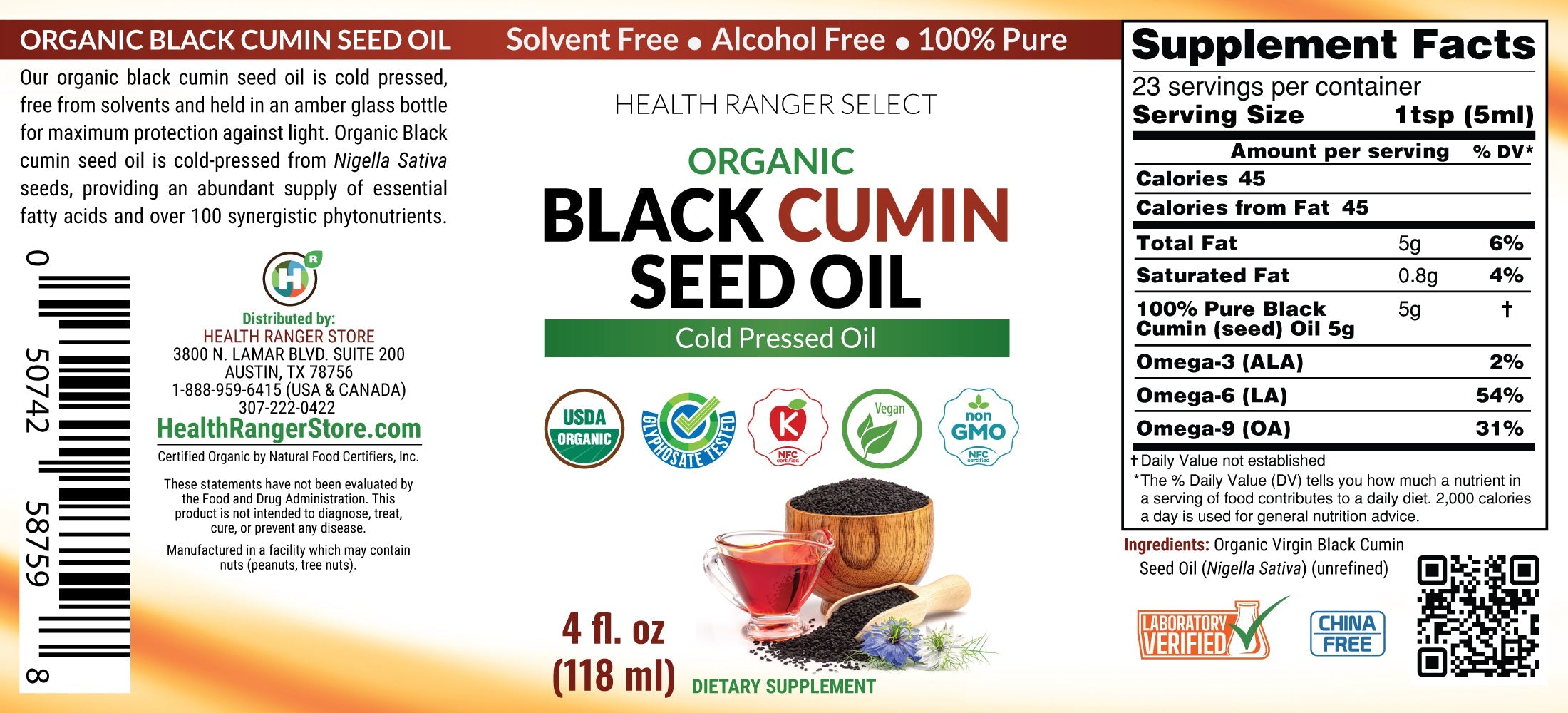 Organic Black Cumin Seed Oil 4oz (3-Pack)