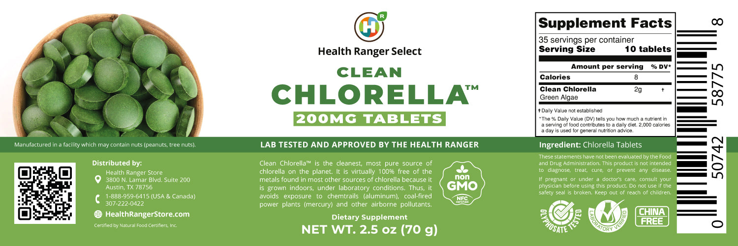 Clean Chlorella 200mg Tablets 2.5 oz (70 g) (6-Pack)