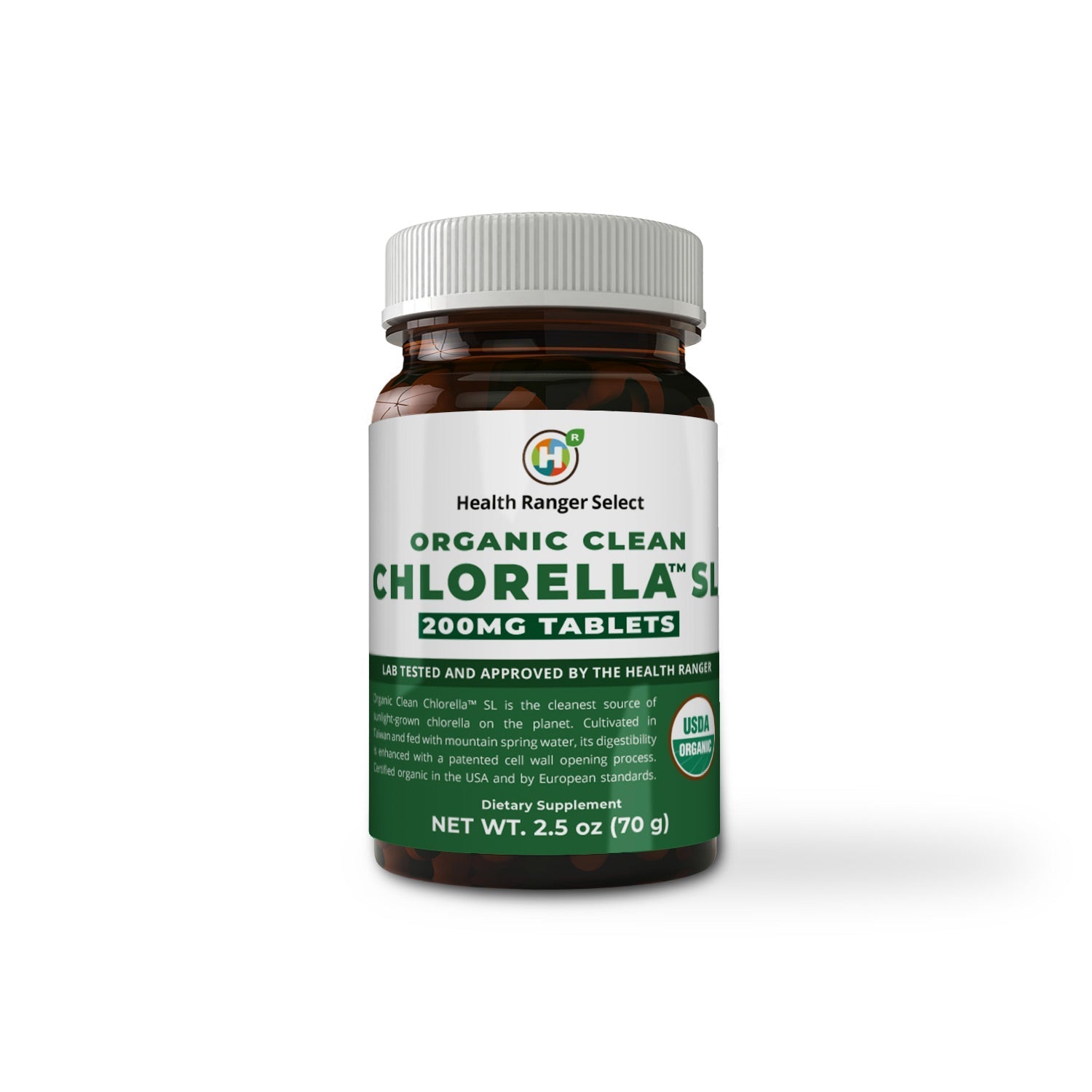 Organic Clean Chlorella SL 200mg Tablets 2.5 oz (70 g) (3-Pack)
