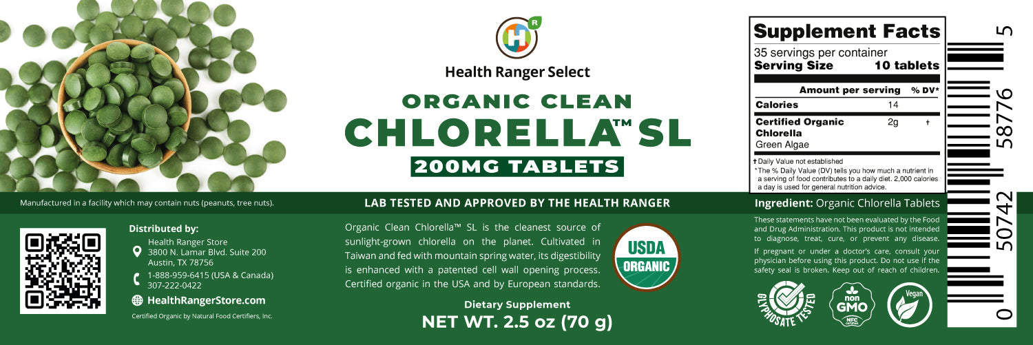 Organic Clean Chlorella SL 200mg Tablets 2.5 oz (70 g) (3-Pack)