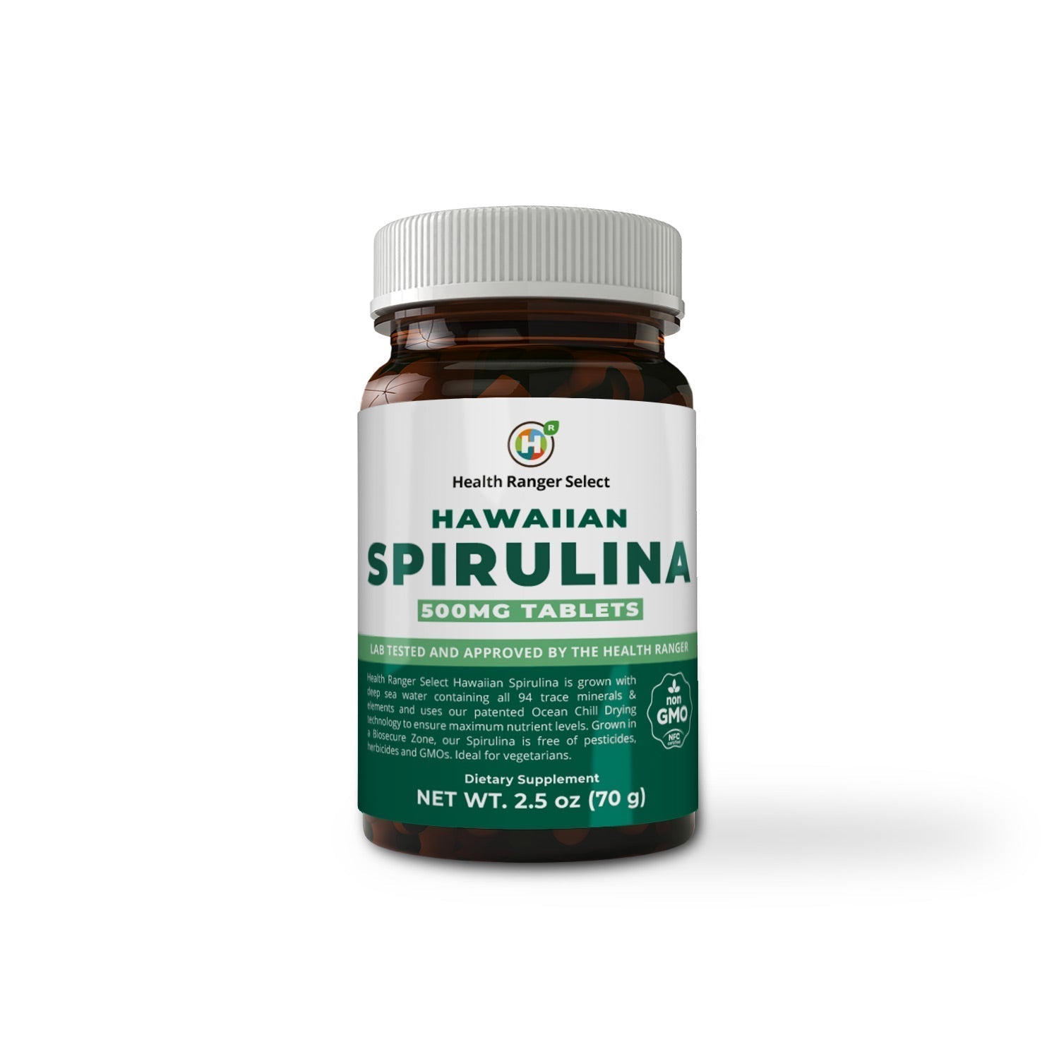 Hawaiian Spirulina Cold Pressed 500mg Tablets 2.5oz (70g) (6-Pack)