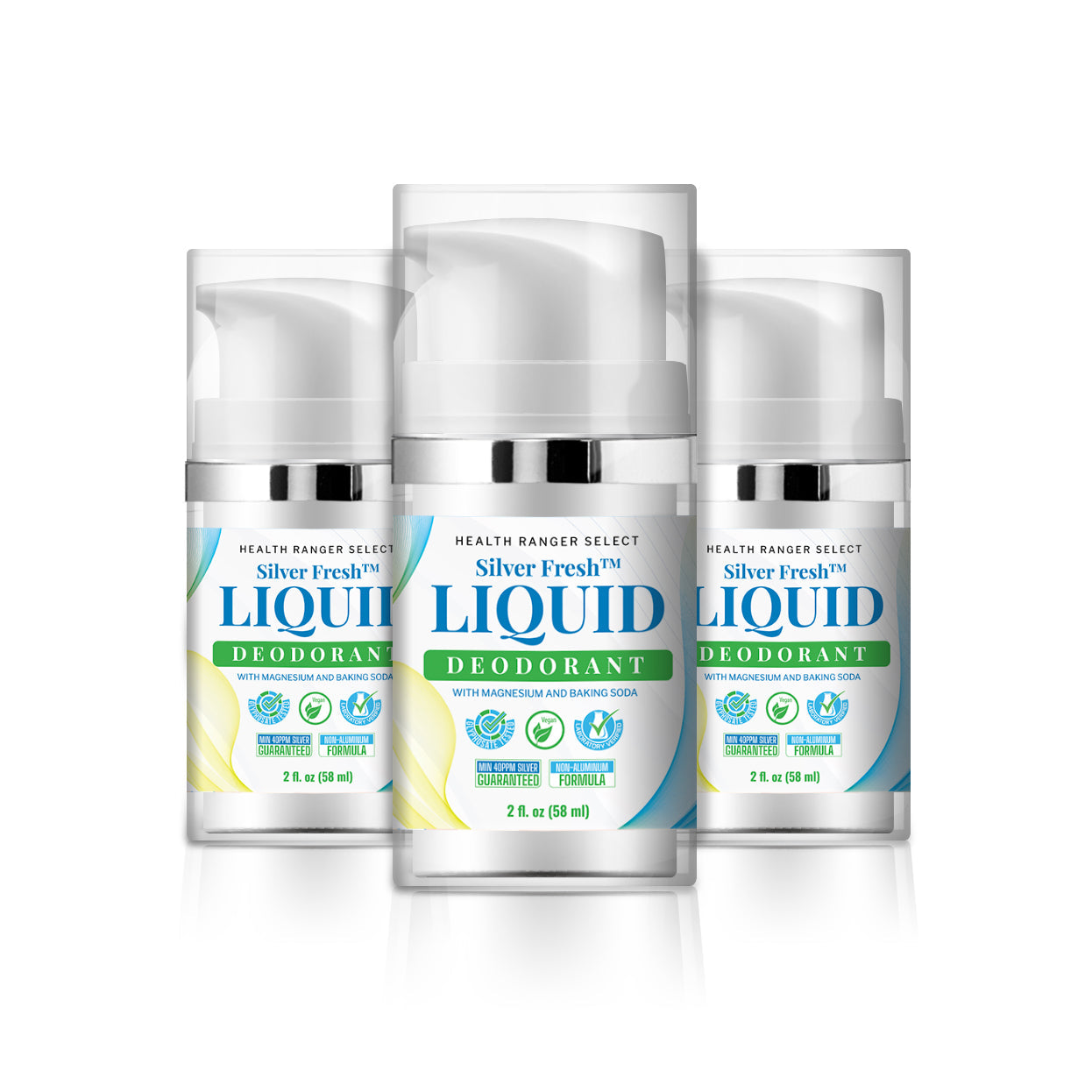 Silver Fresh Liquid Deodorant with Magnesium and Baking Soda 2 fl. oz (58ml) (3-Pack)