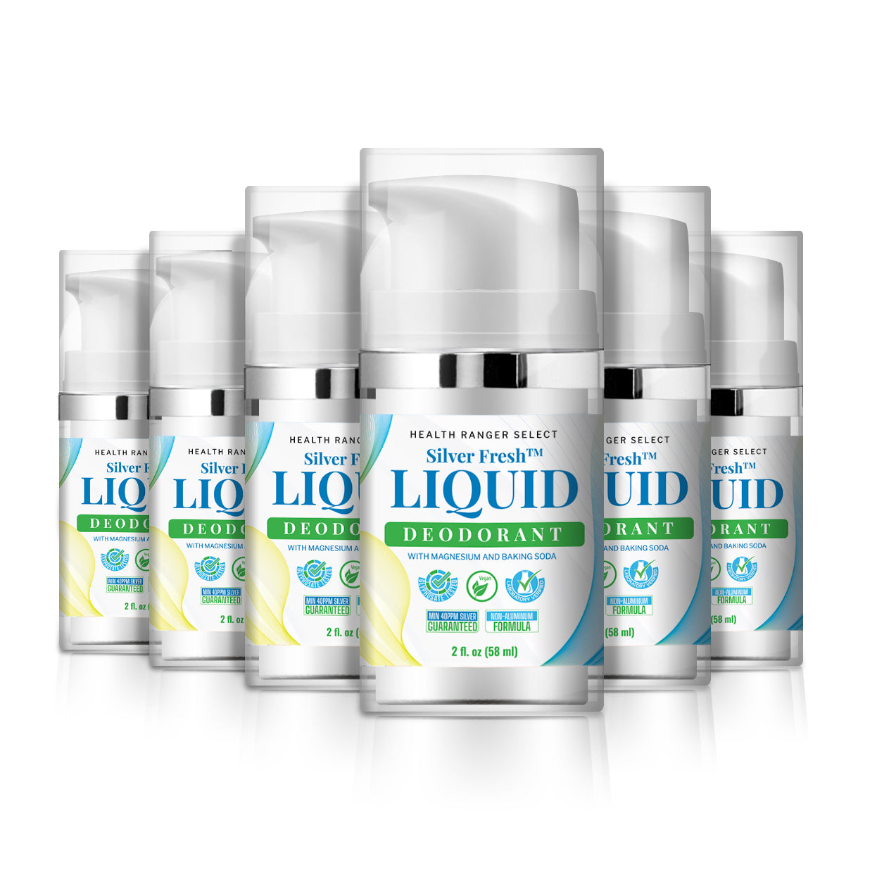 Silver Fresh Liquid Deodorant with Magnesium and Baking Soda 2 fl. oz (58ml) (6-Pack)
