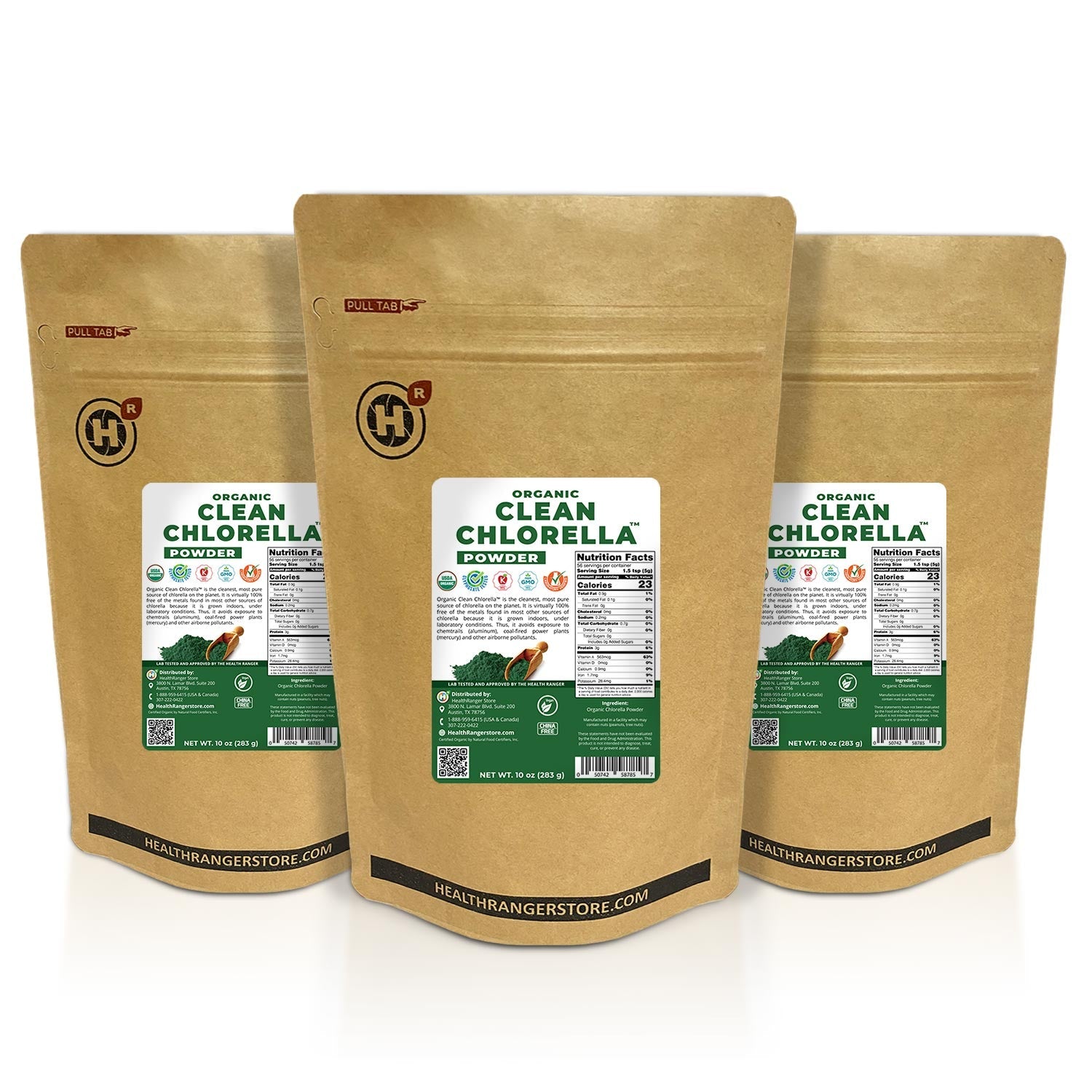 Organic Clean Chlorella Powder 10 oz (283g) (3-Pack)