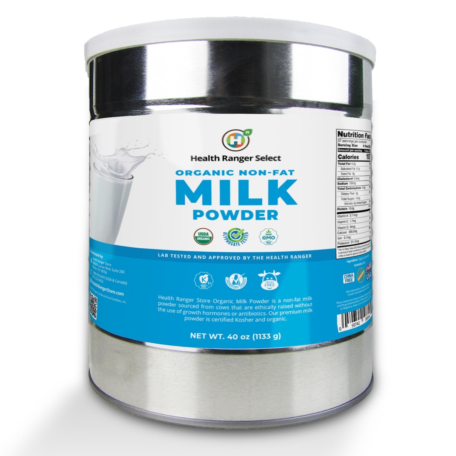 Organic Non-Fat Milk Powder (40 oz, 1133g)