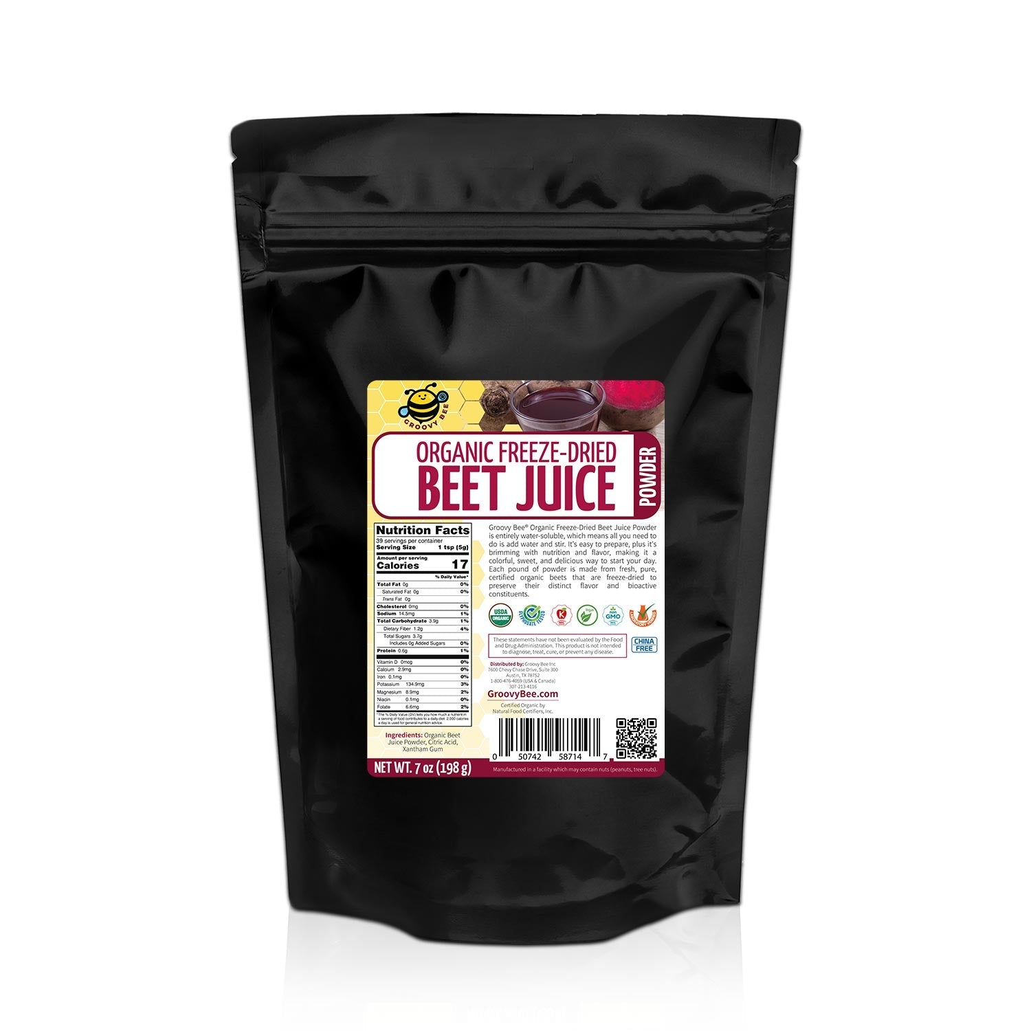 Organic Freeze-Dried Beet Juice Powder 7oz (198g) (3-Pack)