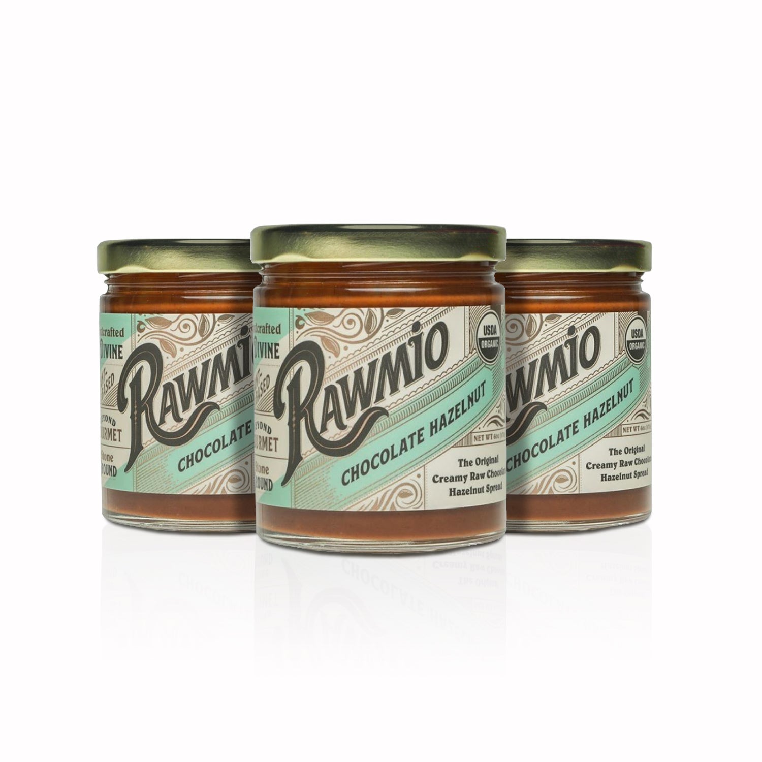 Rawmio Hazelnut - Beyond Gourmet Creamy Raw Chocolate Hazelnut Spread 6oz (3-Pack)