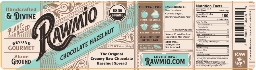 Rawmio Hazelnut - Beyond Gourmet Creamy Raw Chocolate Hazelnut Spread 6oz (3-Pack)
