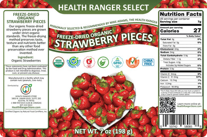 Freeze-Dried Organic Strawberry Pieces (7oz, 