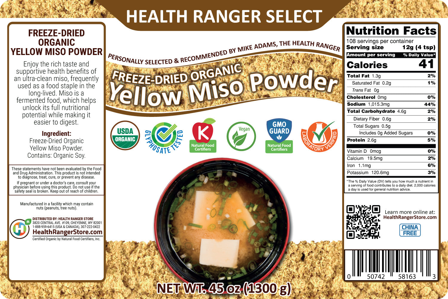 Freeze Dried Organic Red and Yellow Miso Powder 