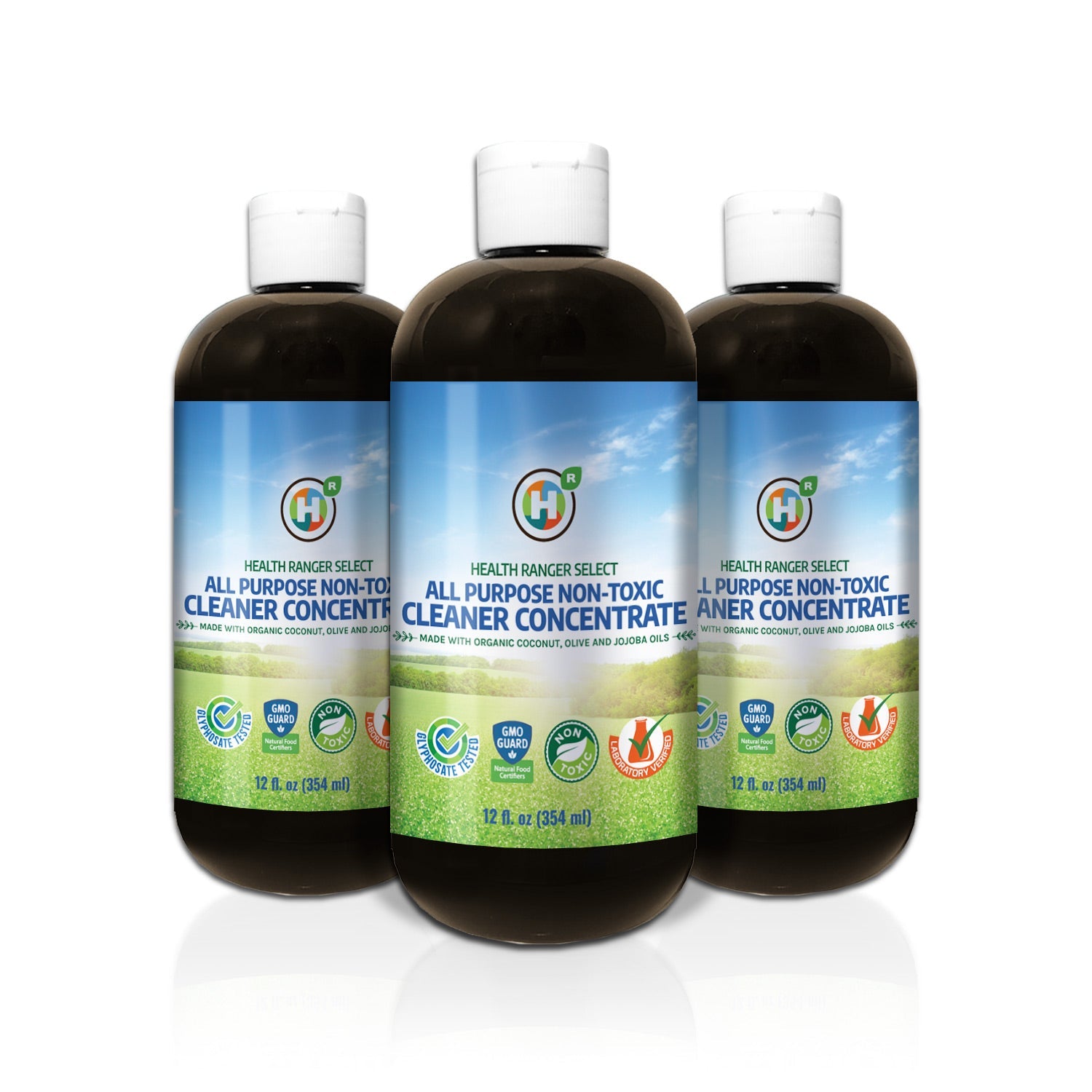 All Purpose Non-Toxic Cleaner Concentrate 12oz (354ml) (3-Pack) (Made with Organic Coconut, Olive and Jojoba Oils)