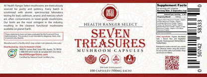 Seven Treasures Mushroom 100 caps (500mg) (Made With Organic Ingredients) (3-Pack)