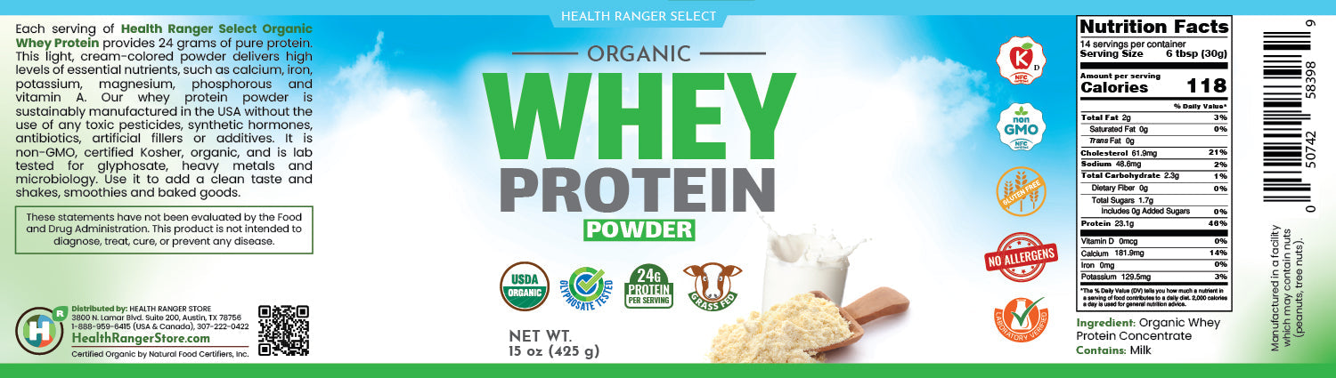 Organic Whey Protein Powder 15 oz (425g) (3-Pack)