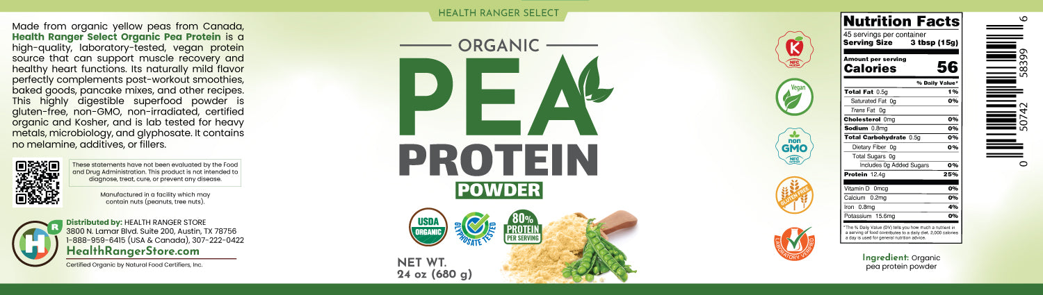 Organic Pea Protein Powder 24 oz (680g) (3-Pack)