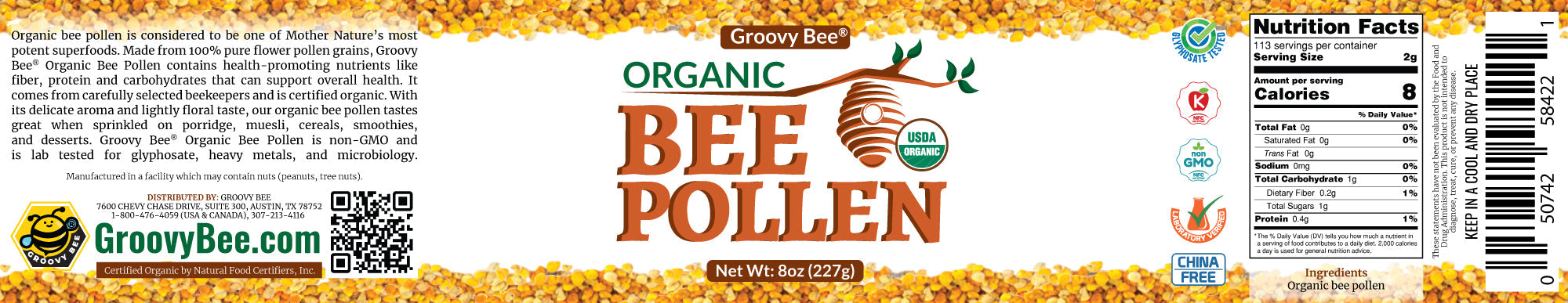Organic Bee Pollen - Groovy Bee® 8oz (227g) (6-Pack)