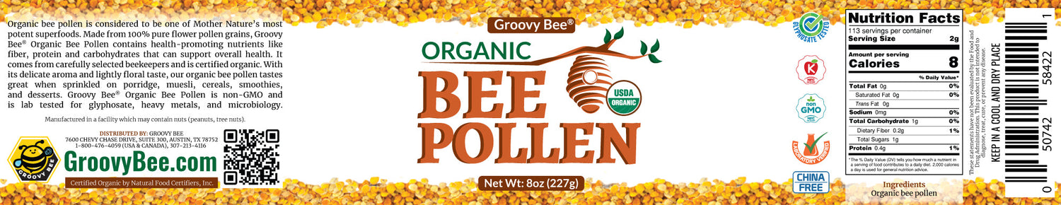 Organic Bee Pollen - Groovy Bee® 8oz (227g)