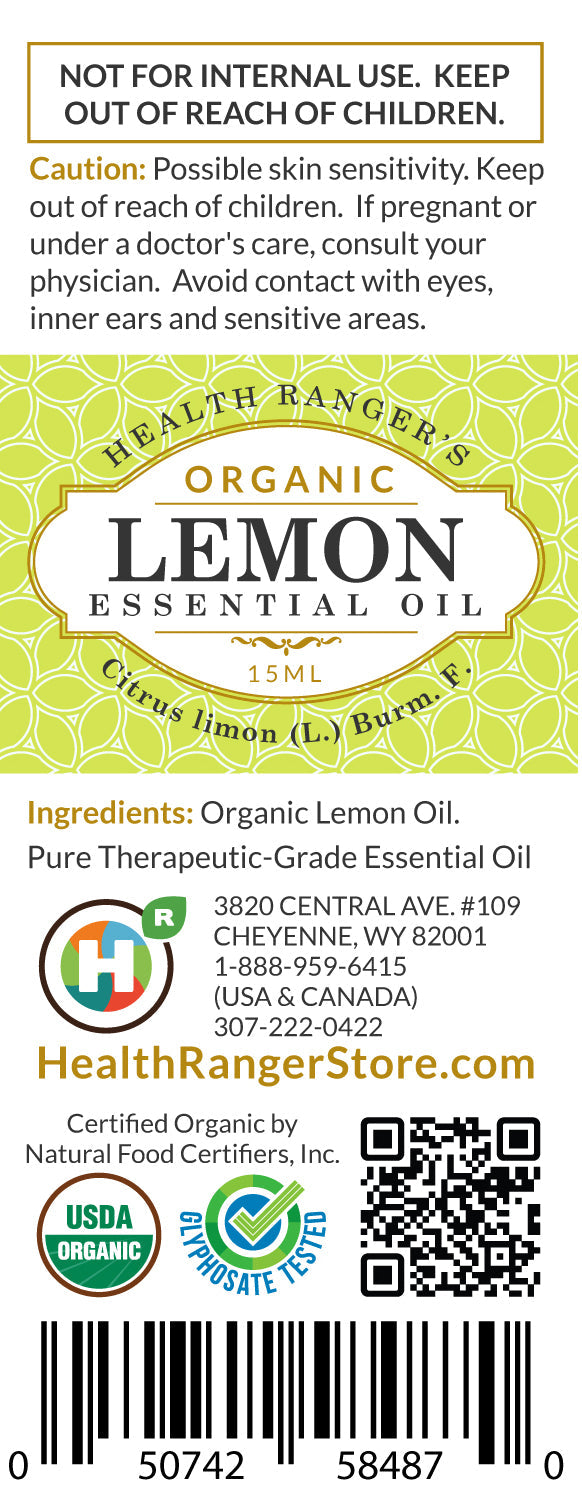 Organic Lemon Essential Oil 0.5oz (15ml)