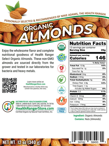 Organic Almonds 12oz (340g)