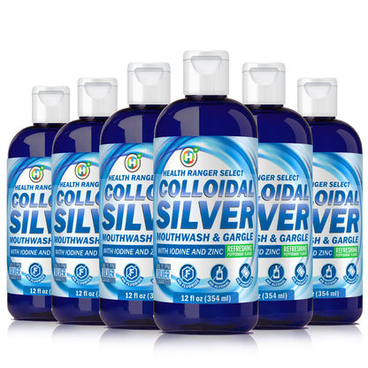 Colloidal Silver Mouthwash &amp; Gargle (with Iodine and Zinc) 12oz (354ml) (6-Pack)