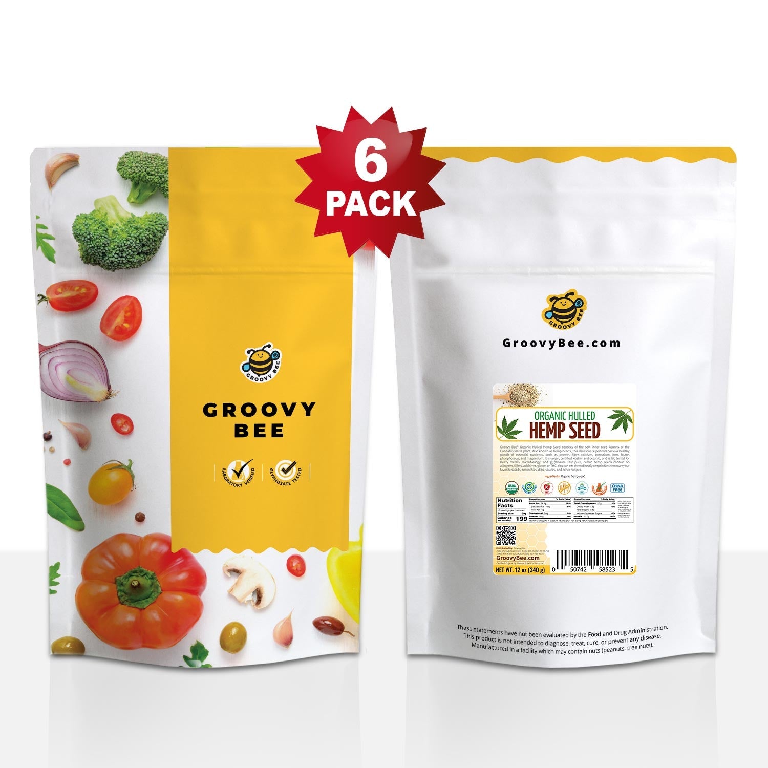 Organic Hulled Hemp Seed 12 oz (340 g) (6-Pack)