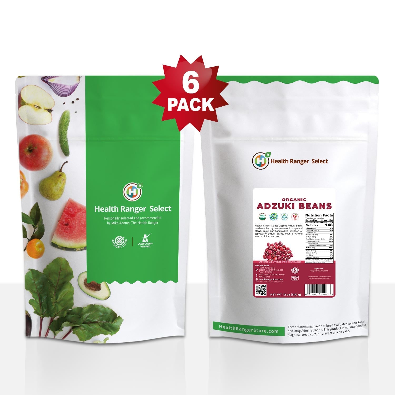 Organic Adzuki Beans 12 oz (340g) (6-Pack)