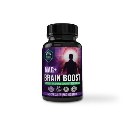 Mag+ Brain Boost Nootropic (Magtein + Bacopa for Cognitive Performance) 60 Capsules (550mg Each) (6-Pack)