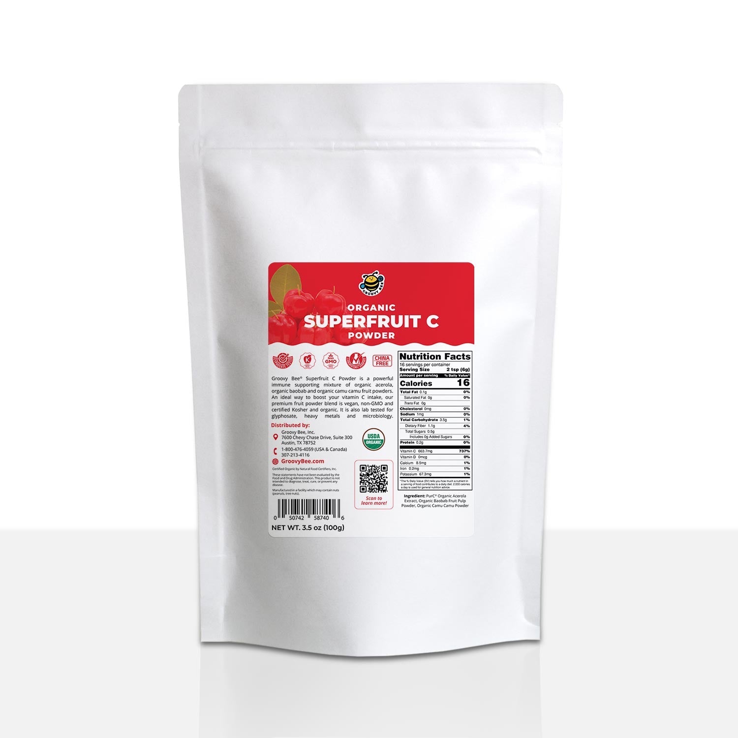 Organic Superfruit C Powder 3.5 oz (100g)