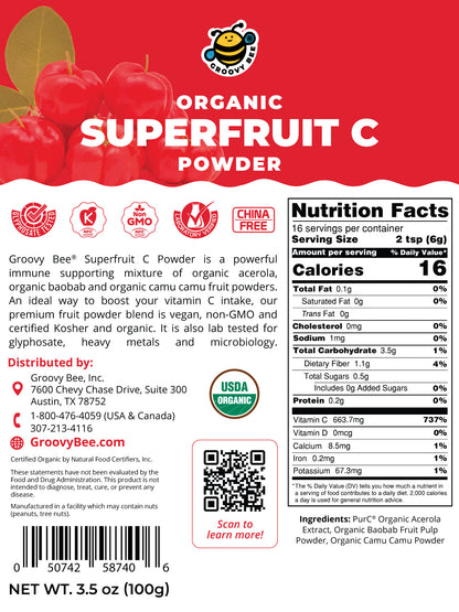 Organic Superfruit C Powder 3.5 oz (100g)