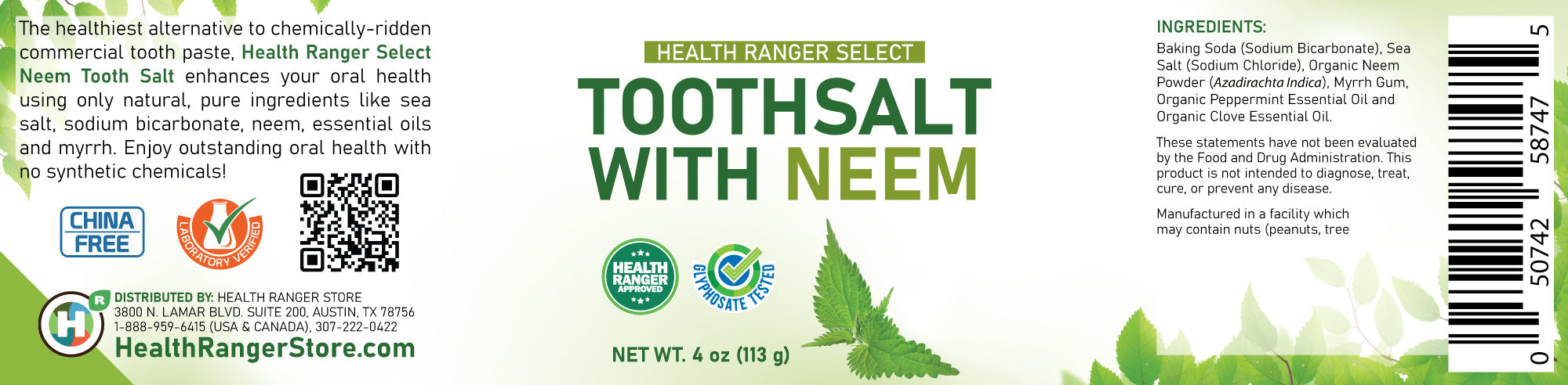 Health Ranger Select Toothsalt with Neem 4 oz (113g) (6-Pack)
