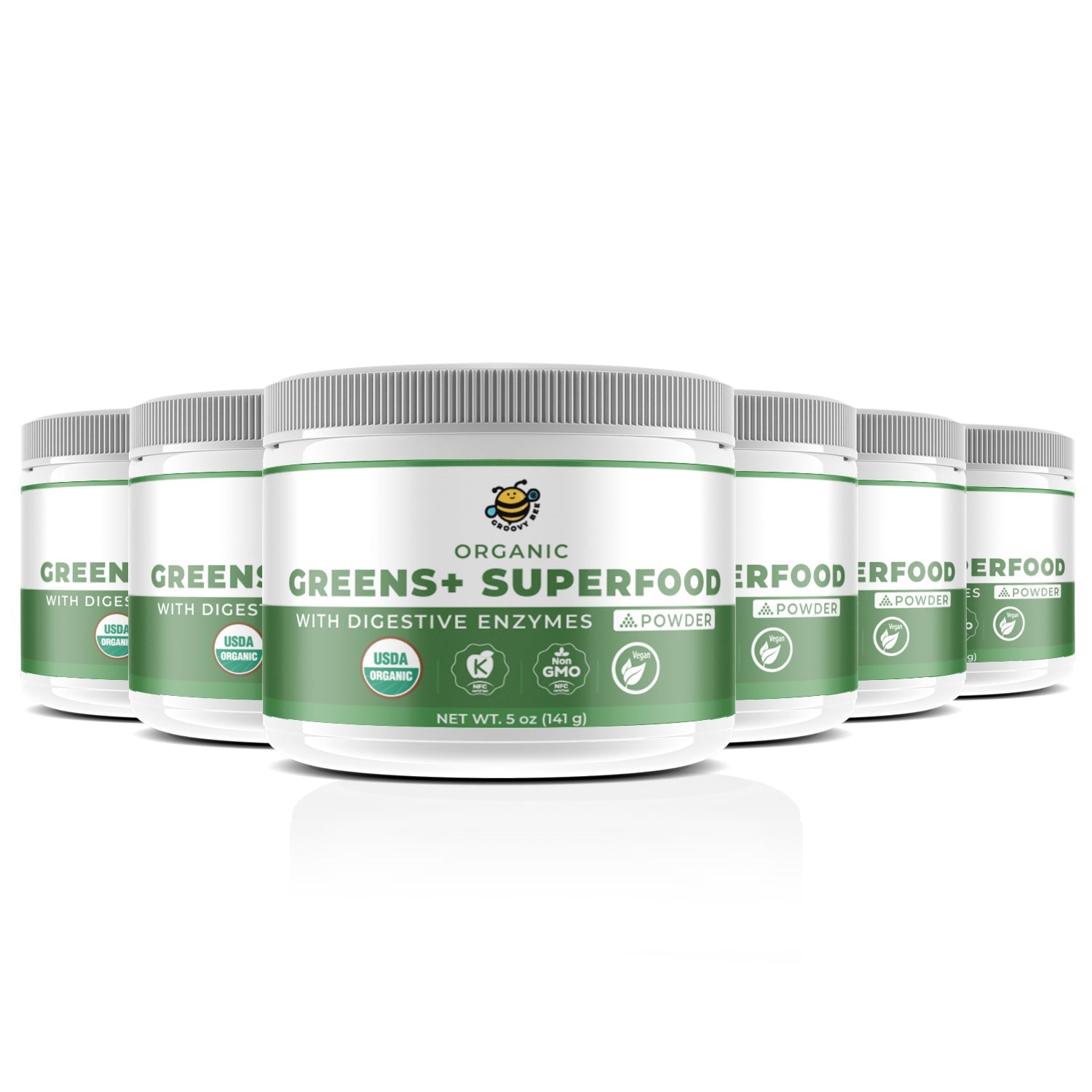 Organic Greens+ Superfood Powder With Digestive Enzymes 5 oz (141 g) (6-Pack)