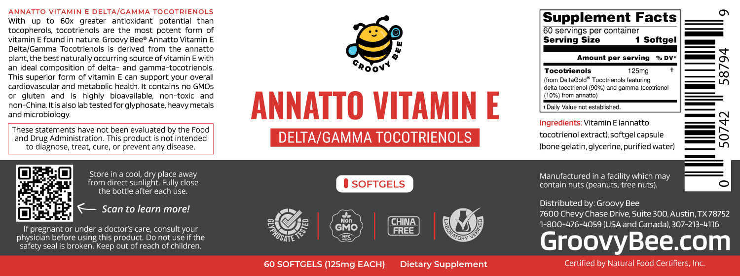 Annatto Vitamin E Delta/Gamma Tocotrienols 125mg 60 Softgels (3-Pack)