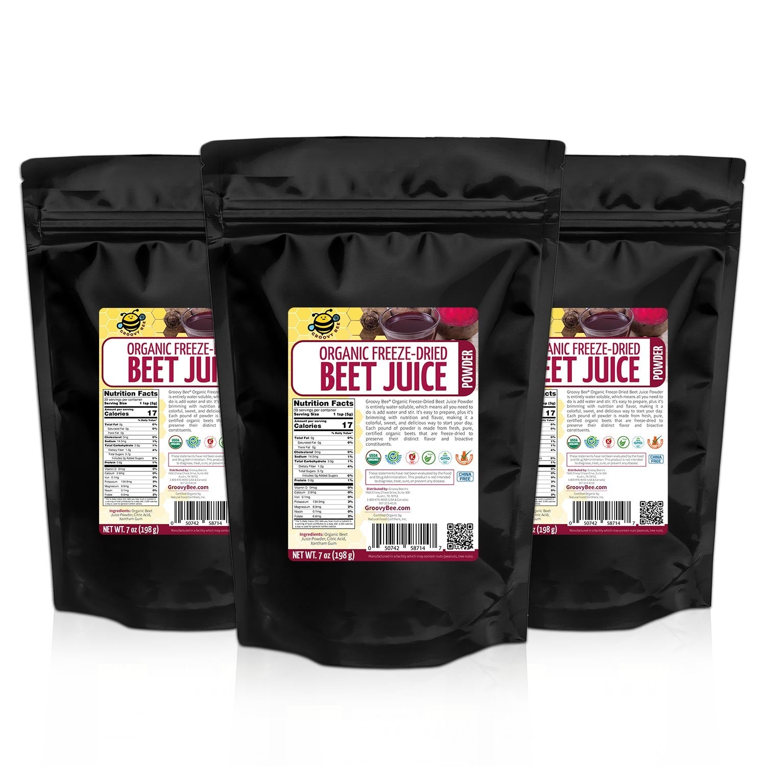 Organic Freeze-Dried Beet Juice Powder 7oz (198g) (3-Pack)